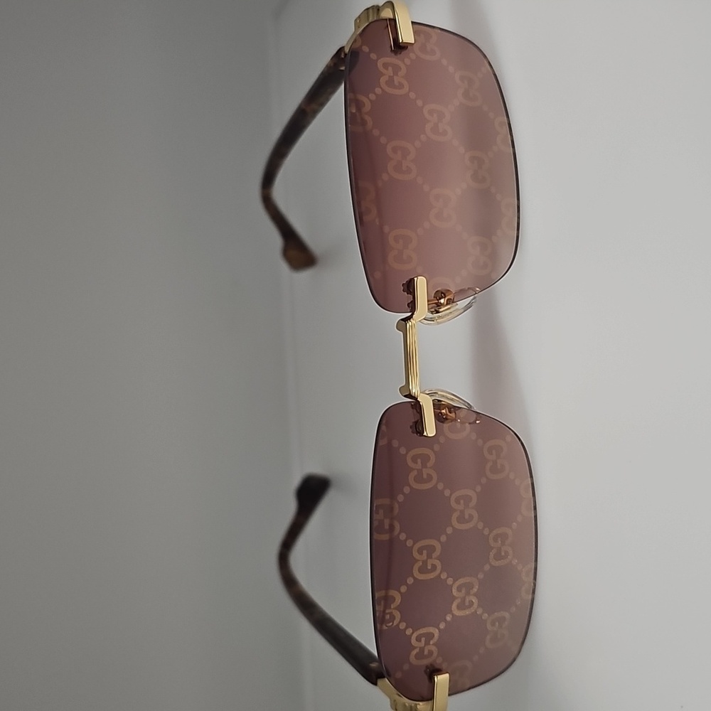 GUCCI UNISEX GG1221S 004 GUCCI RIMLESS GG LOGO ON LENS SUNGLASSES - Picture 9 of 13